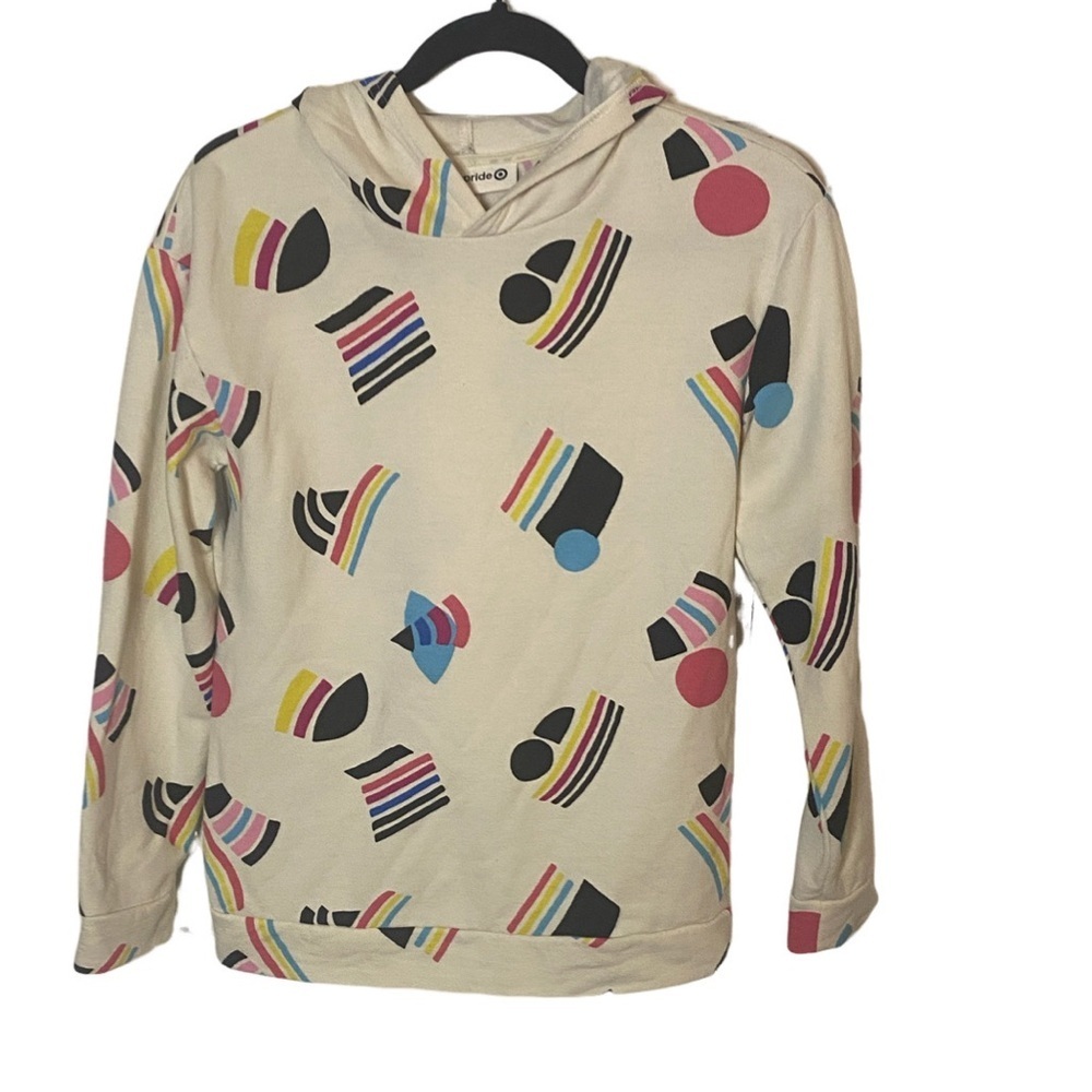 Target Take Pride Patterned Hooded Sweatshirt. Size L. Off-white/ Cream.